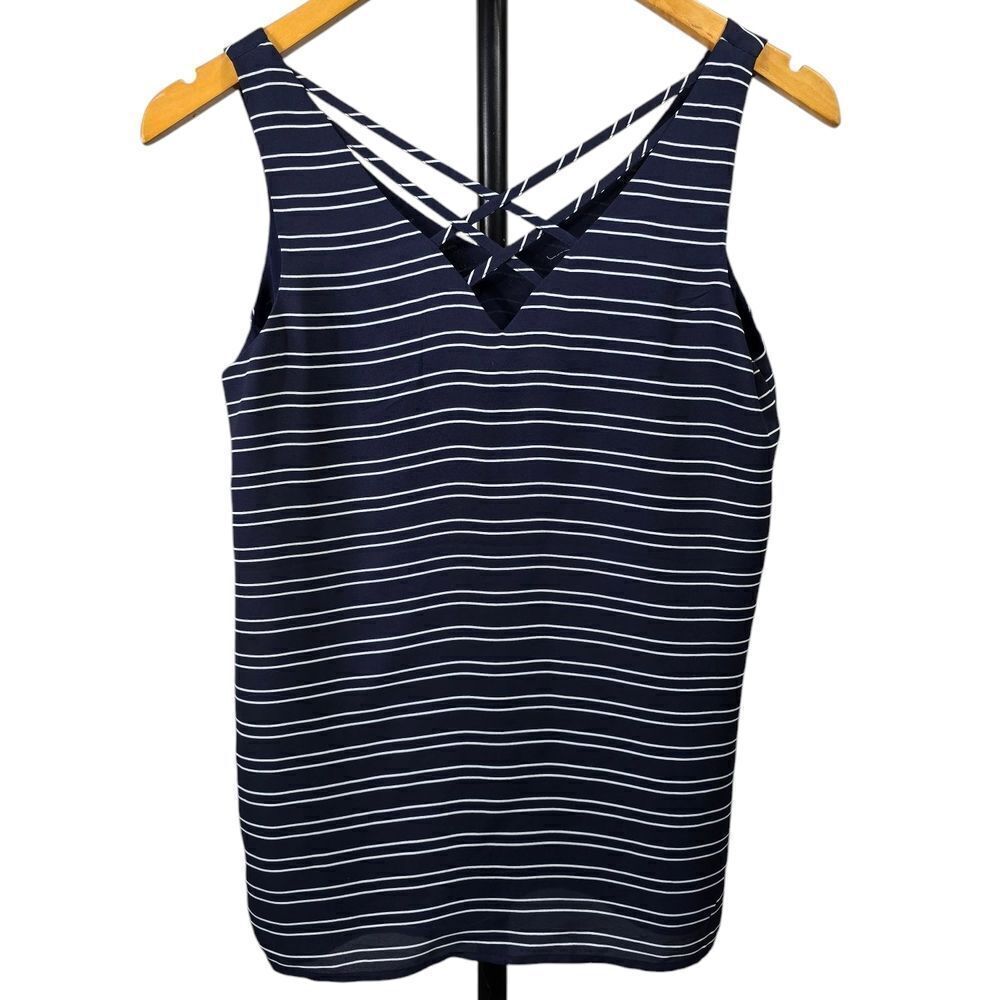 Maurices Blue and White Fitted Tank Top